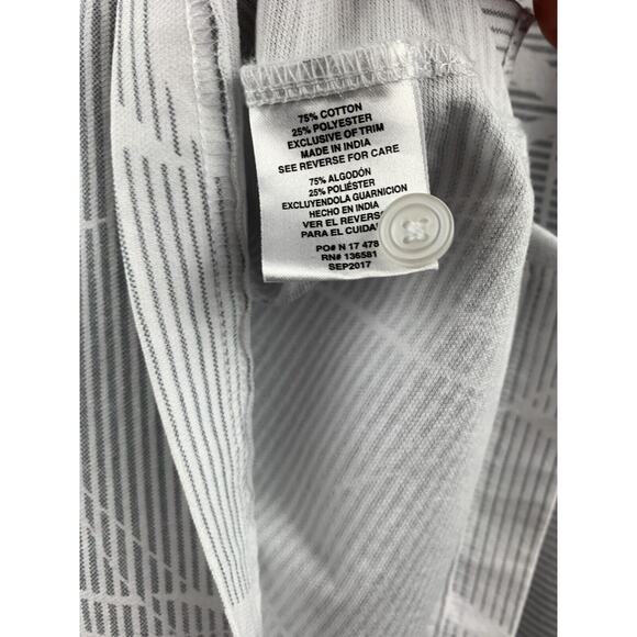 Nat Nast Polo Shirt Mens XL White Gray Floral Striped Short Sleeve Cotton Blend - Picture 6 of 6